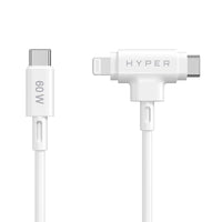 HyperJuice® Câble de charge hybride USB-C® et Lightning (1,5 m) - Blanc