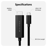 Câble HyperDrive USB-C vers HDMI 4K60Hz - Noir