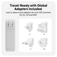 Chargeur HyperJuice 140W PD 3.1 USB-C/USB-A avec adaptateurs de voyage