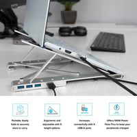 Portable Laptop Stand with Integrated USB-C Hub*