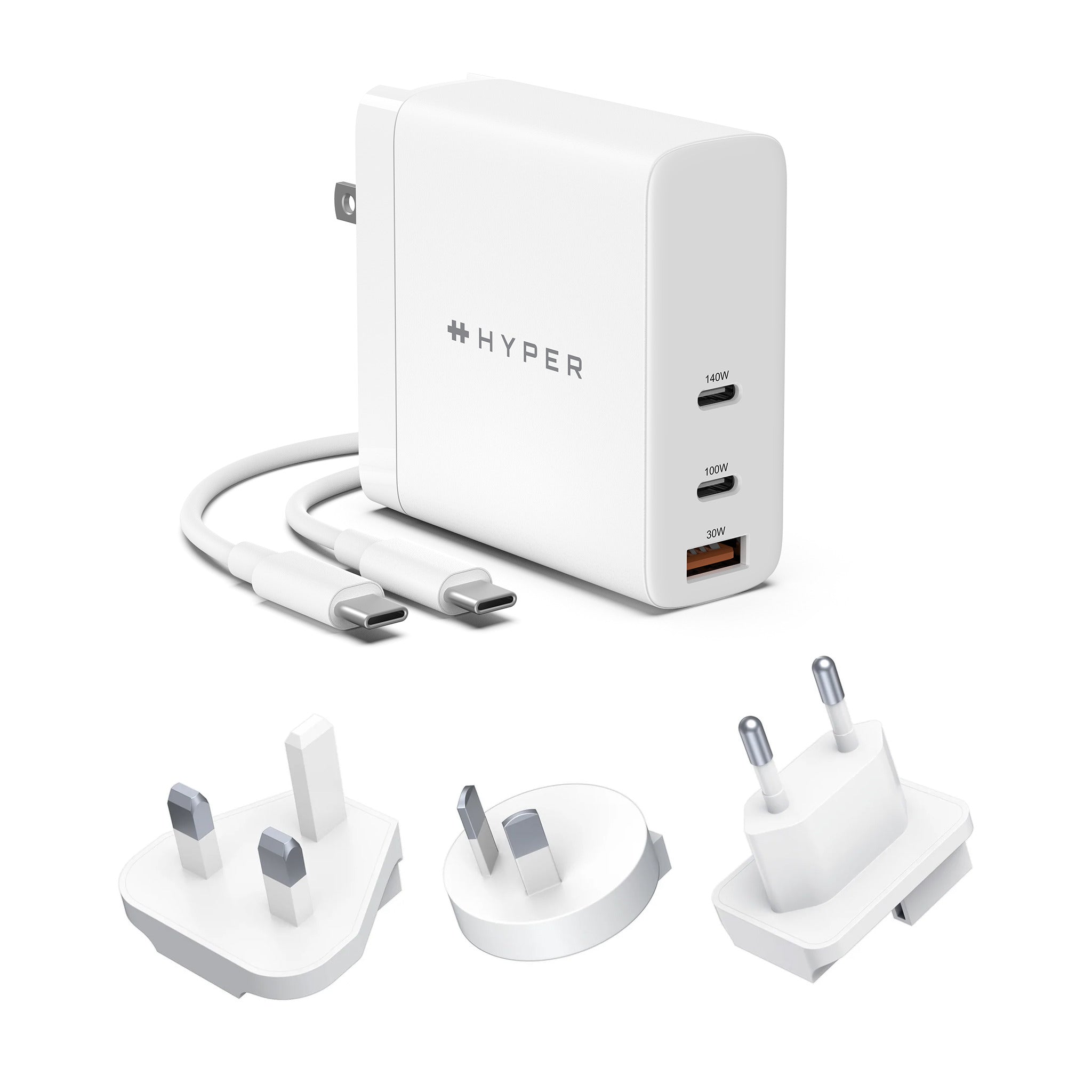 Chargeur de voyage HyperDrive 100W 2 USB-C et 2 USB 3.0 Blanc