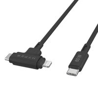 HyperJuice® USB-C® and Lightning Hybrid Charging Cable (1.5m/5ft) - Black