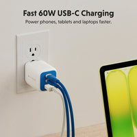 HyperJuice Flex USB-C to USB-C Silicone 60W Charging Cable (1.5M/5Ft) - Blue