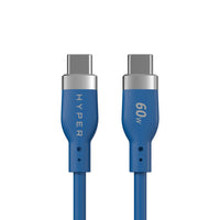 HyperJuice Flex USB-C to USB-C Silicone 60W Charging Cable (1.5M/5Ft) - Blue