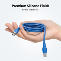HyperJuice Flex USB-C to USB-C Silicone 60W Charging Cable (1.5M/5Ft) - Blue
