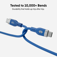 HyperJuice Flex USB-C to USB-C Silicone 60W Charging Cable (1.5M/5Ft) - Blue