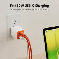 HyperJuice Flex USB-C to USB-C Silicone 60W Charging Cable (1.5M/5Ft) - Orange