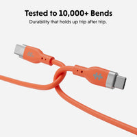 HyperJuice Flex USB-C to USB-C Silicone 60W Charging Cable (1.5M/5Ft) - Orange