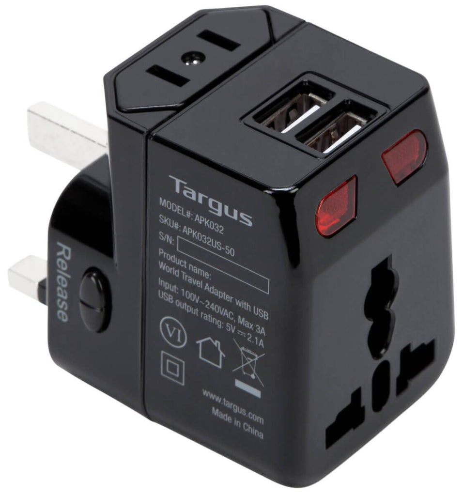 World Travel AC Power Adapter with Dual USB-A Charging Ports