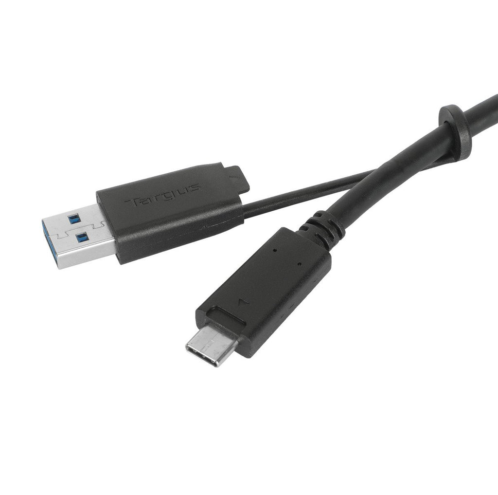 USB-C (Male) to USB-C (Male) 10Gbps Screw-in 1M/3.3Ft Cable with USB-A (Male) Tether