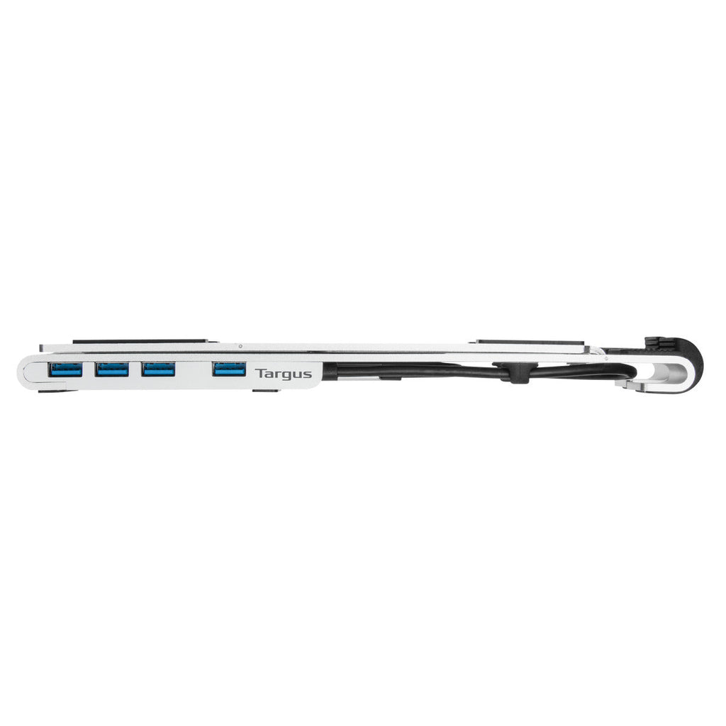Support Pour Ordinateur Portable Targus Avec Hub USB-A - Rehausseur Avec 4 Ports USB, Pliable, Aluminium, Pour écrans 10" à 15,6"